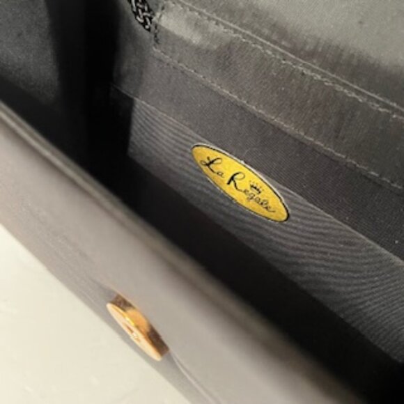 La Regale Black Satin Evening Clutch Bag (Vtg ) - Picture 2 of 7